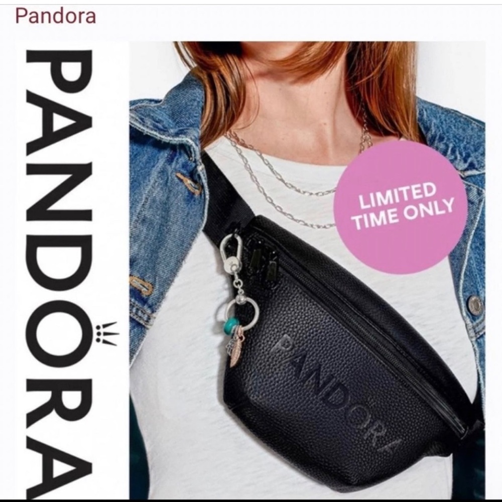 Pandora Limited Edition Black Faux Leather Belt Bag Fanny Pack